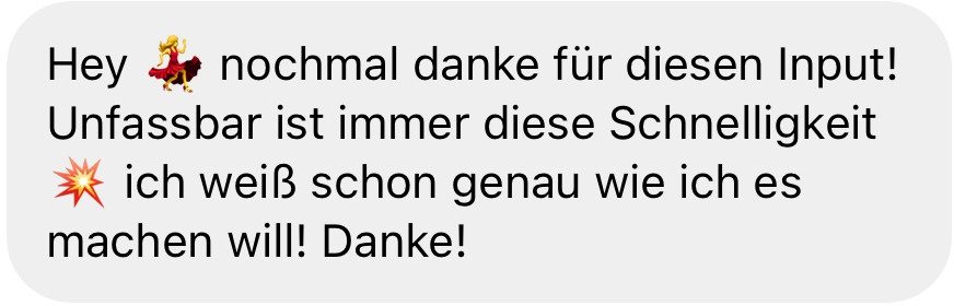 Rückmeldung einer Kundin