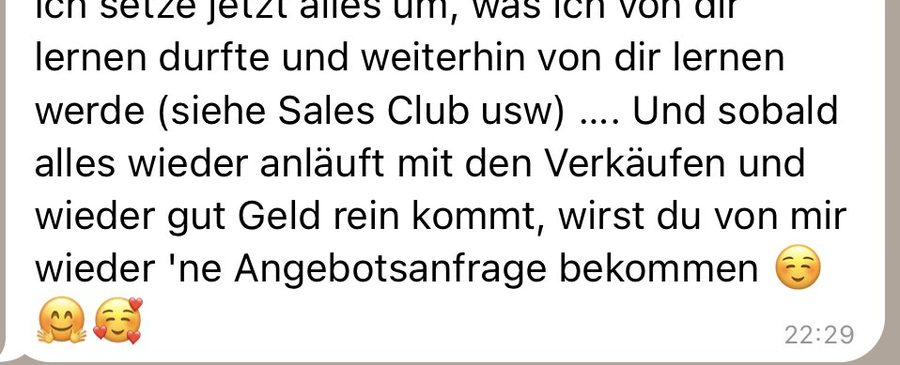 Rückmeldung einer Kundin