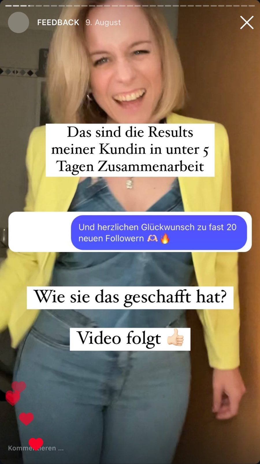 Rückmeldung einer Kundin