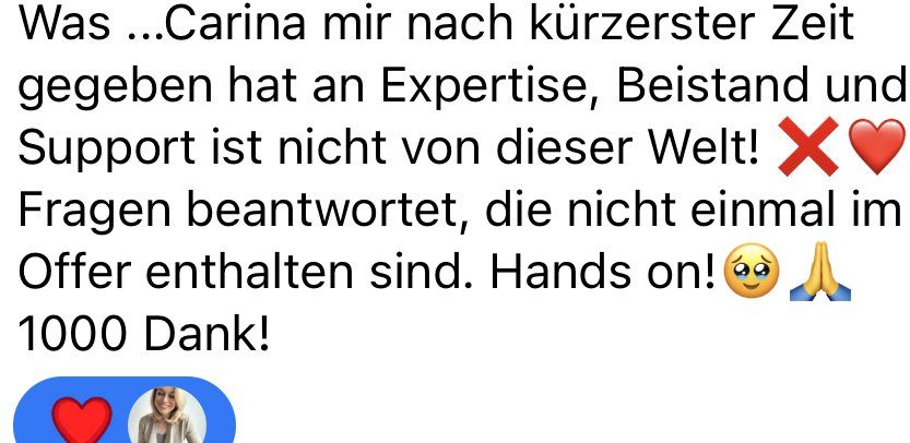 Rückmeldung einer Kundin