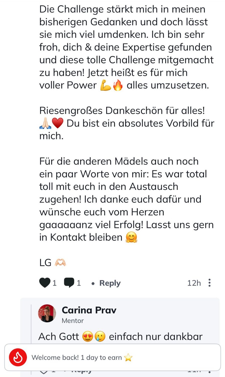 Rückmeldung einer Kundin